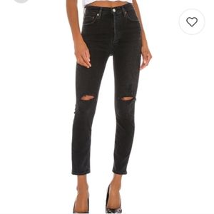 SOLD!!!! Agolde Nico High Rise Slim in Cassette Jeans Black Denim Size 29